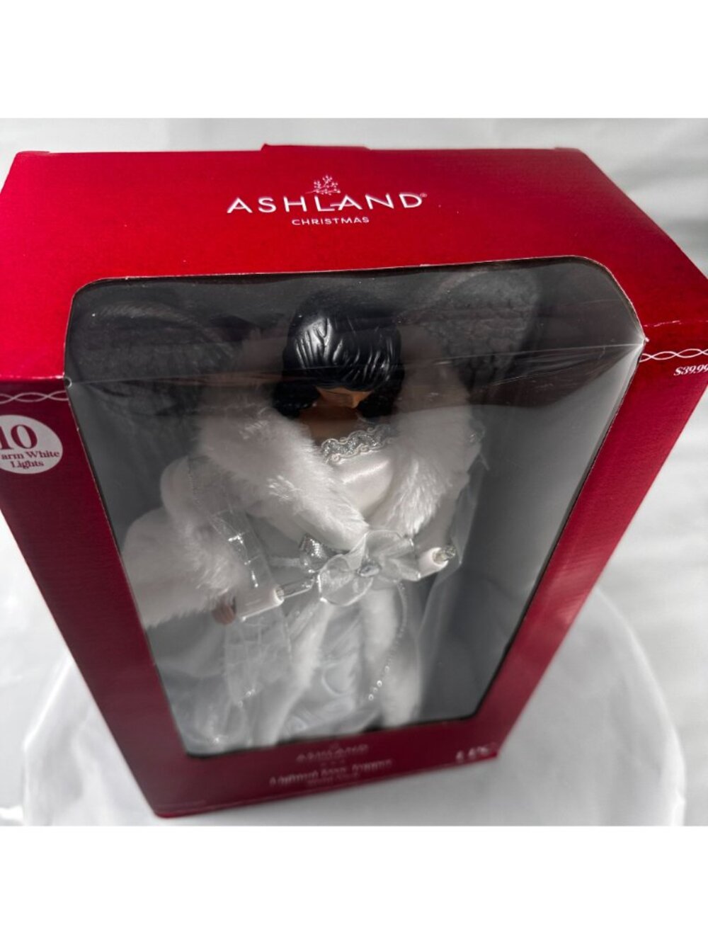 Ashland Christmas Angel Lighted Tree Topper Silver Wings White Gown Cord - Picture 6 of 16
